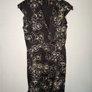 Parallel Floral Black and Gold Women's sleeveless midi dress